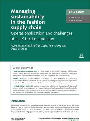 cover image of Managing Sustainability in the Fashion Supply Chain